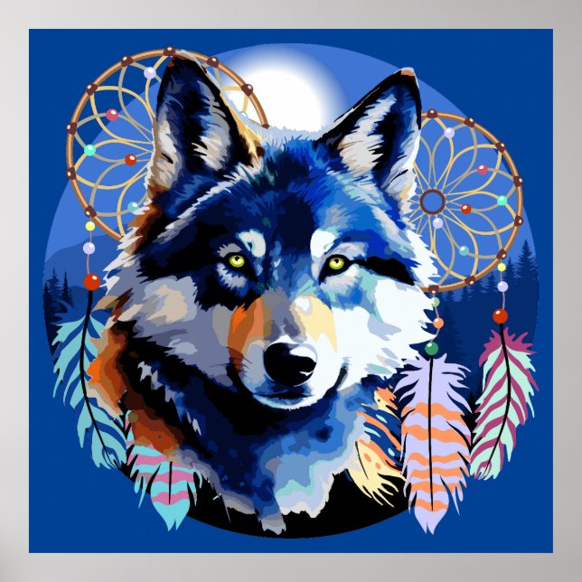 Poster Wolf Native Animal Spirit (Frente)