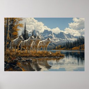 Poster Wolf Pack pelo lago