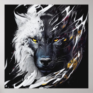 Poster Wolf Portrait Animal Painting Willife Adventure