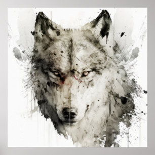 Poster Wolf Portrait Animal Painting Willife Forest