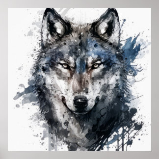 Poster Wolf Portrait Animal Painting Willife Outdoor