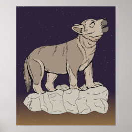 Poster Wolf Pup Howling