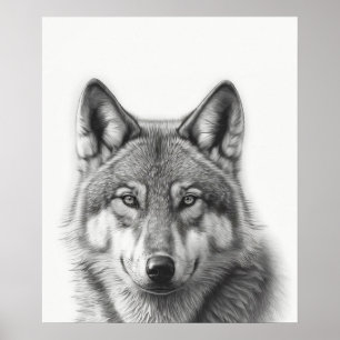 Poster Wolf Retrato Preto