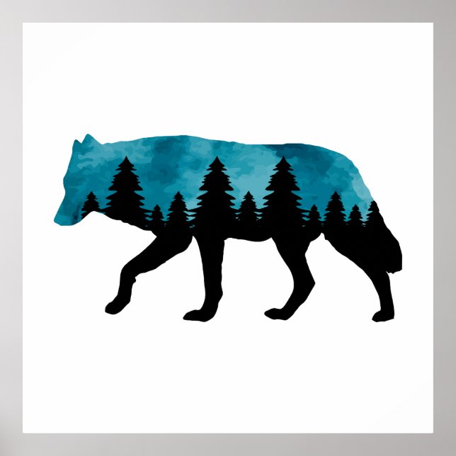 Poster Wolf Silhouette Modern (Frente)