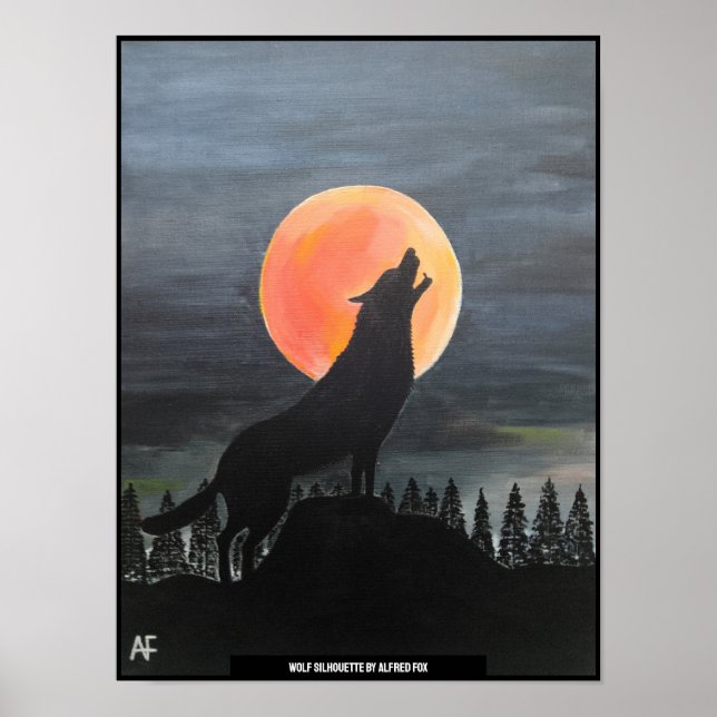 Poster Wolf Silhouette Painting de Alfred Fox (Frente)
