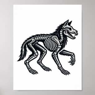 Poster Wolf Skeleton Halloween