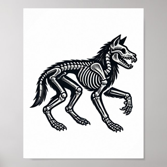 Poster Wolf Skeleton Halloween (Frente)