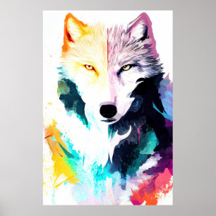 Poster Wolf Wild Nature - Pintura De Cor Animal