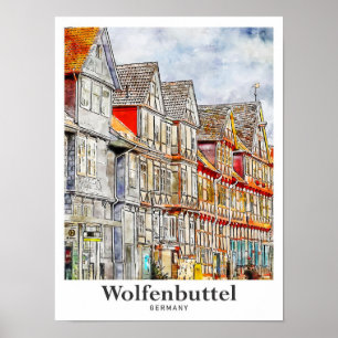 Poster Wolfenbuttel Alemanha Viagem Watercolor