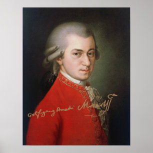 Poster Wolfgang Amadeus Mozart 1819 com assinatura