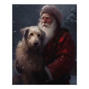 Póster Wolfhound com Papai Noel Natal Festivo