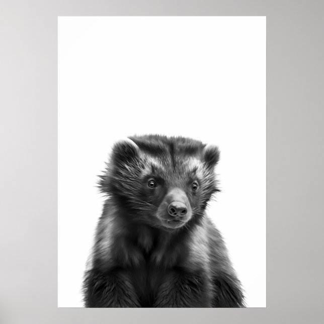 Poster Wolverine Woodland Modern Retrato preto (Frente)
