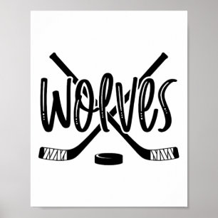 Poster Wolves Hockey Team Mascot School Spirit Game Night