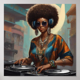 Poster woman afro dj