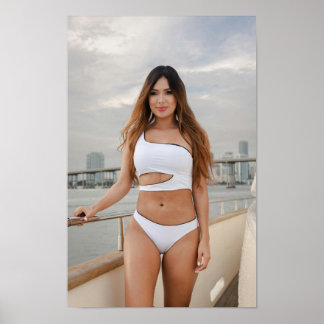 Poster Woman In A White Swimsuit