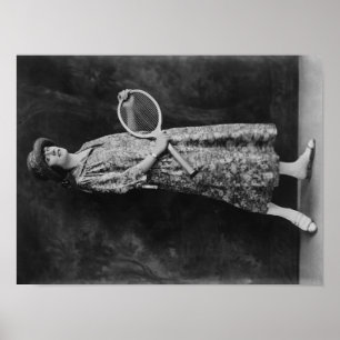 Póster Woman Posing with Tennis Racket Photograph