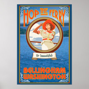 Poster Woman Riding Ferry - Bellingham, Washington