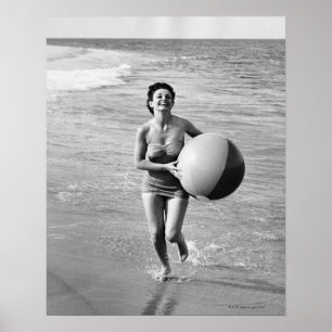 Poster Woman with a Beach Ball