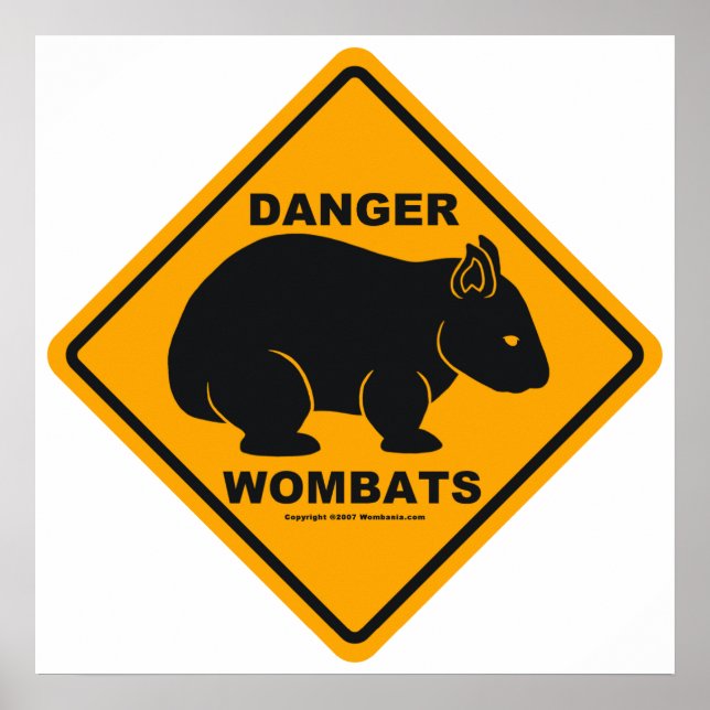 Poster Wombat Danger Road Sign (Frente)