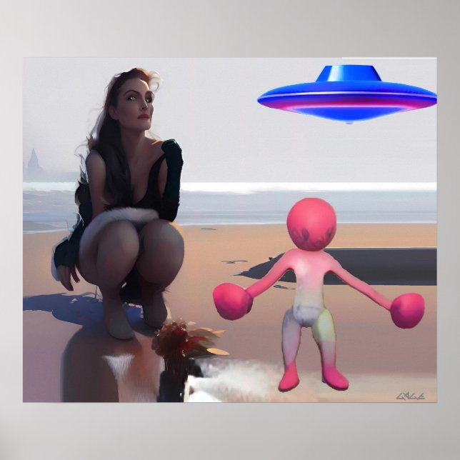 Poster Wombo versus a Mulher-Gato do Alpha VII Art Azul (Frente)