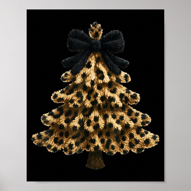 Poster Women Coquette Bow Leopard Christmas Tree Xmas Hol (Frente)
