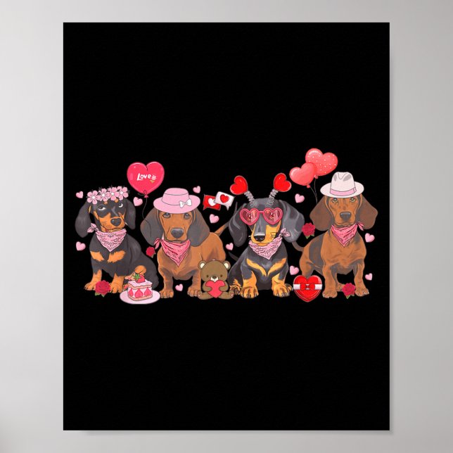 Poster Women Dachshund Valentine’s Day Sausage Dog Bandan (Frente)