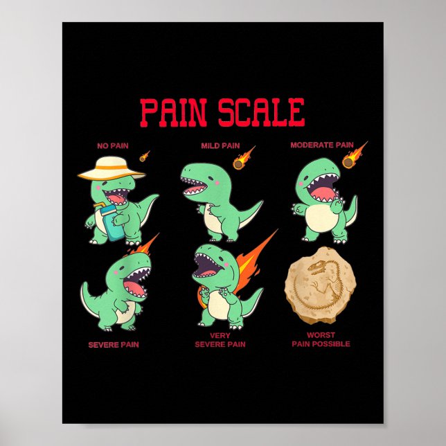 Poster Women Nurse Pain Scale Pain Essment Funny Dinosaur (Frente)