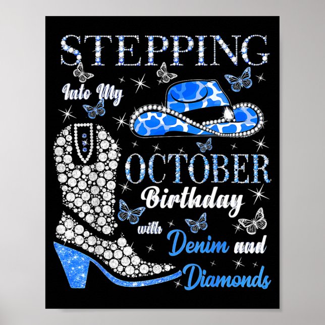 Poster Women Stepping Into My October Birthday With God G (Frente)