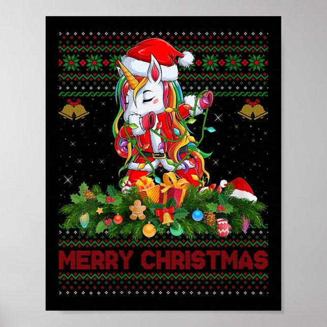 Poster Womens Dabbing Unicorn Ugly Christmas Sweaters Fun (Frente)