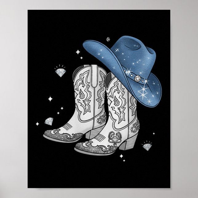 Poster Womens Denim &amp; Ouros Black Tee Western Cowg (Frente)