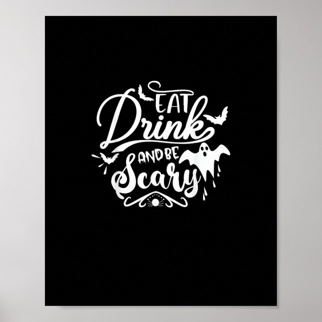 Poster Womens Eat Drink And Be Scary Halloween Modern (Frente)