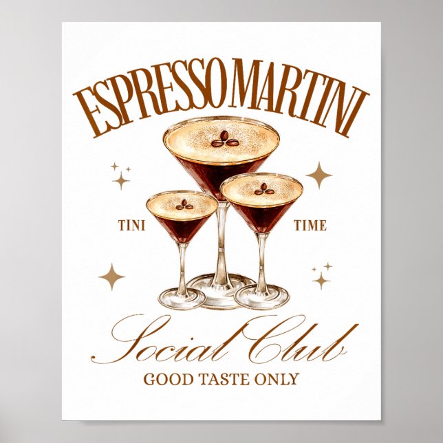 Poster Womens Espresso Martini Social Club Drinking Tail  (Frente)