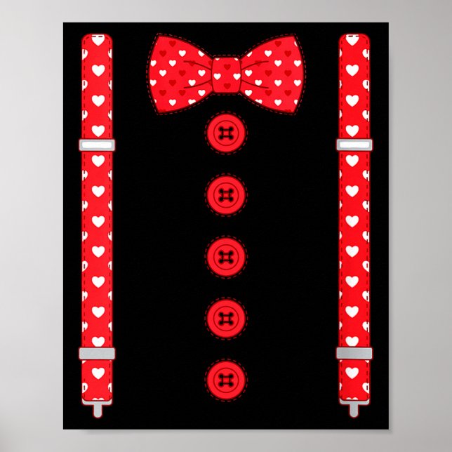 Poster Women's Funny Hearts Bow Tie Suspenders Valentine' (Frente)