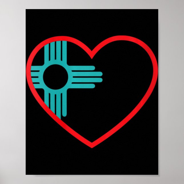 Poster Womens I Love New Mexico Heart Zia Symbol New Mexi (Frente)