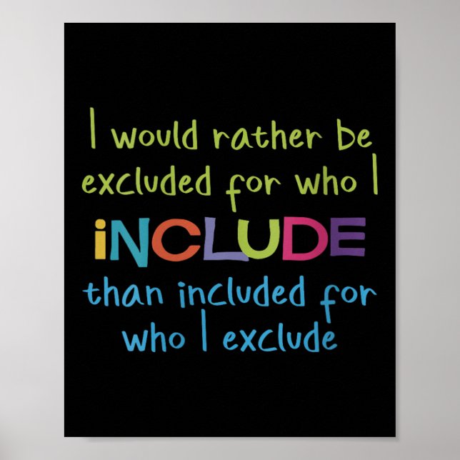Poster Womens I Would Rather Be Excluded For Who I Includ (Frente)
