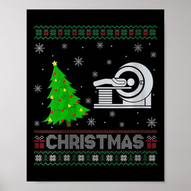 Poster Womens Mri Tech Xmas Tree Lighting Ugly Christmas (Frente)