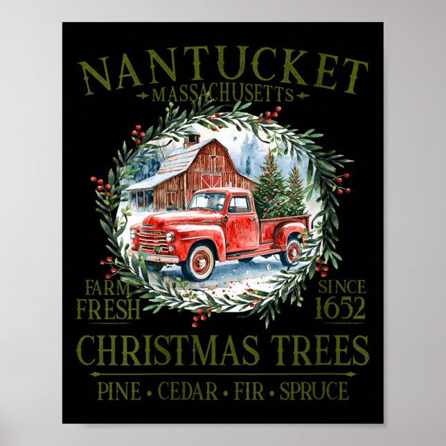Poster Womens Nantucket Ma Farm Fresh Christmas Trees Gre (Frente)