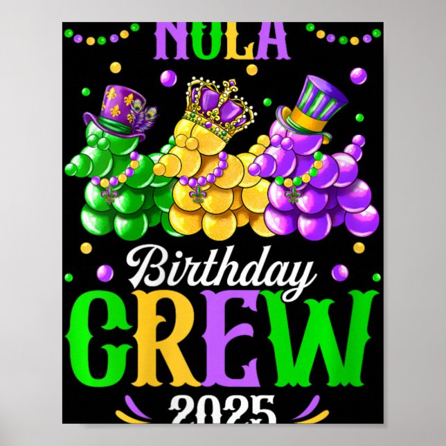 Poster Womens Nola Birthday Crew 2025 New Orleans Mardi G (Frente)