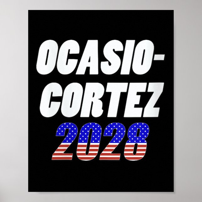 Poster Womens Ocasio-cortez 2028 - Aoc Para O Presidente  (Frente)