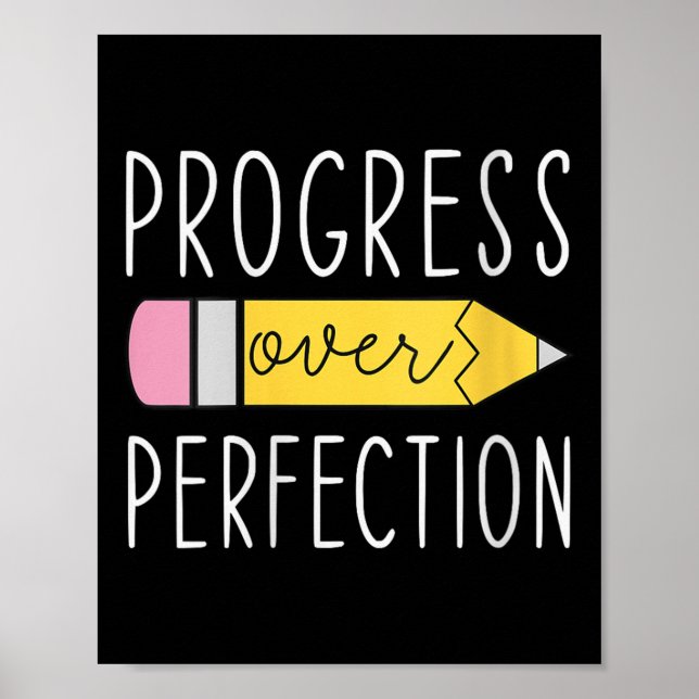 Poster Womens Progress Over Perfection Motivational Teach (Frente)