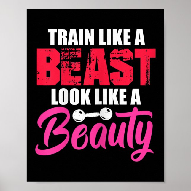 Poster Womens Train Like A Look Like A Beauty Gym Workout (Frente)