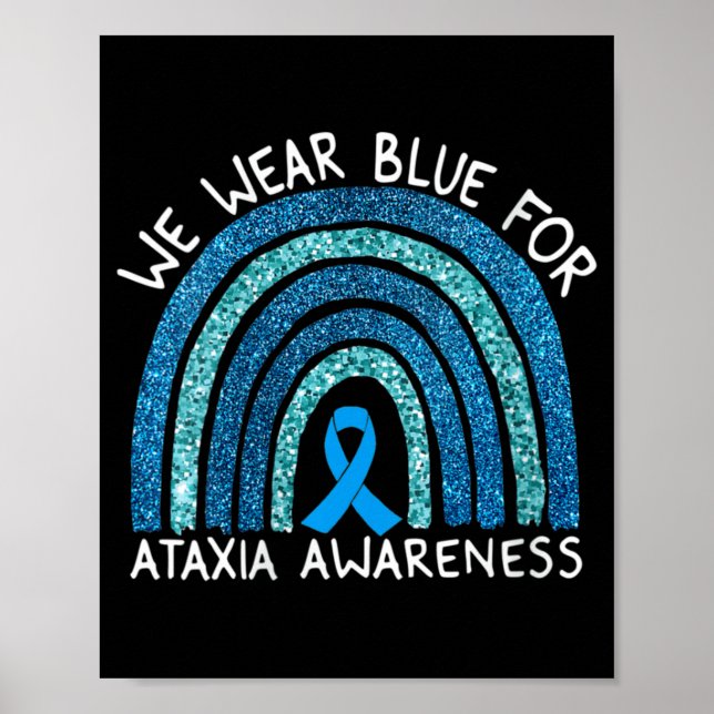 Poster Womens We Wear Blue For Ataxia Awareness Rainbow G (Frente)