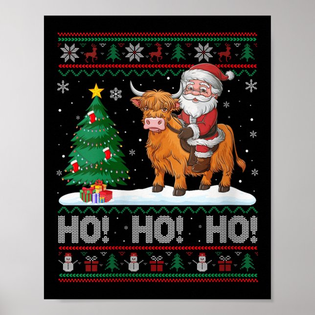 Poster Womens Xmas Tree Lighting Santa Riding Highland Co (Frente)