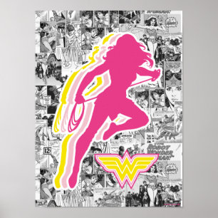 Poster Wonder Woman Yellow-Pink Layered Silhouette