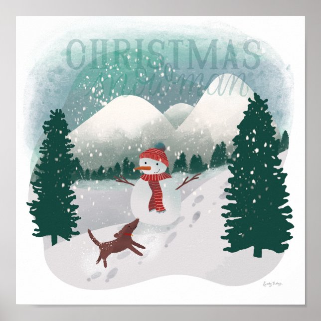 Poster Wonderland de inverno - Snowman de Natal (Frente)