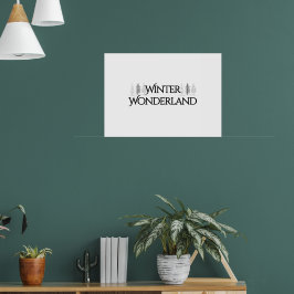 Poster Wonderland de inverno - Texto Elegante e Pinheiros