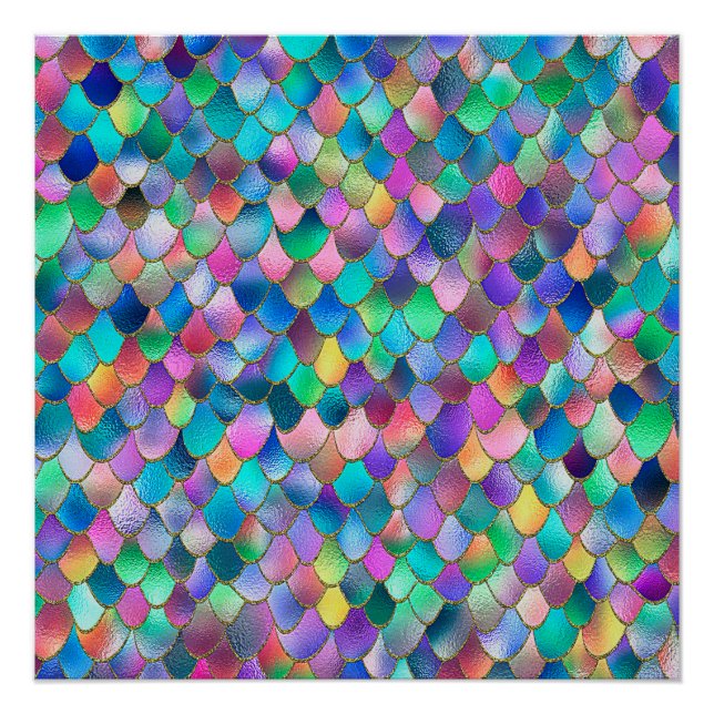 Póster Wonky Rainbow Glitter Metal Scales de Sereia (Frente)