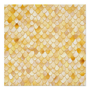 Póster Wonky Watercolor Dourado Glitter Metal Scales de S