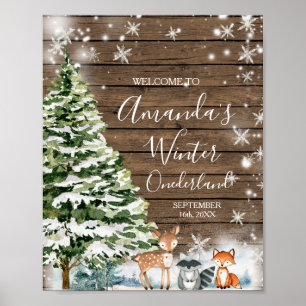 Poster Wood Animal Wood Snowflakes ONE derland Birthday