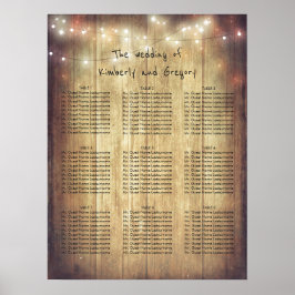 Póster Wood String Lights Rustic Wedating Chart